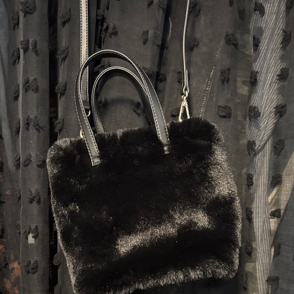 Expressions Nyc Handbags - Elegant Black Faux Fur Handbag
